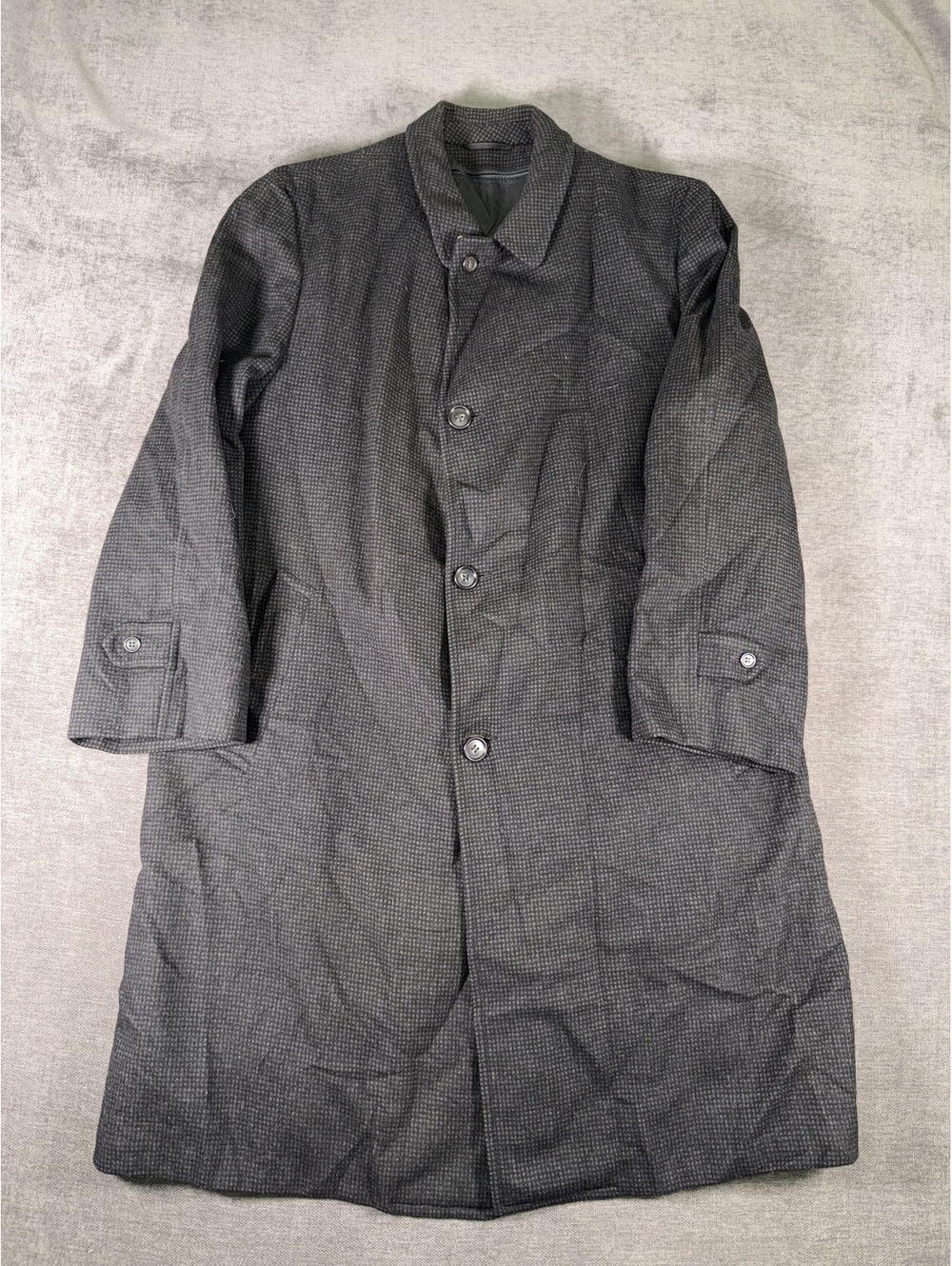 Vintage Style Manor Men's Wool Overcoat Black Houndstooth Pattern